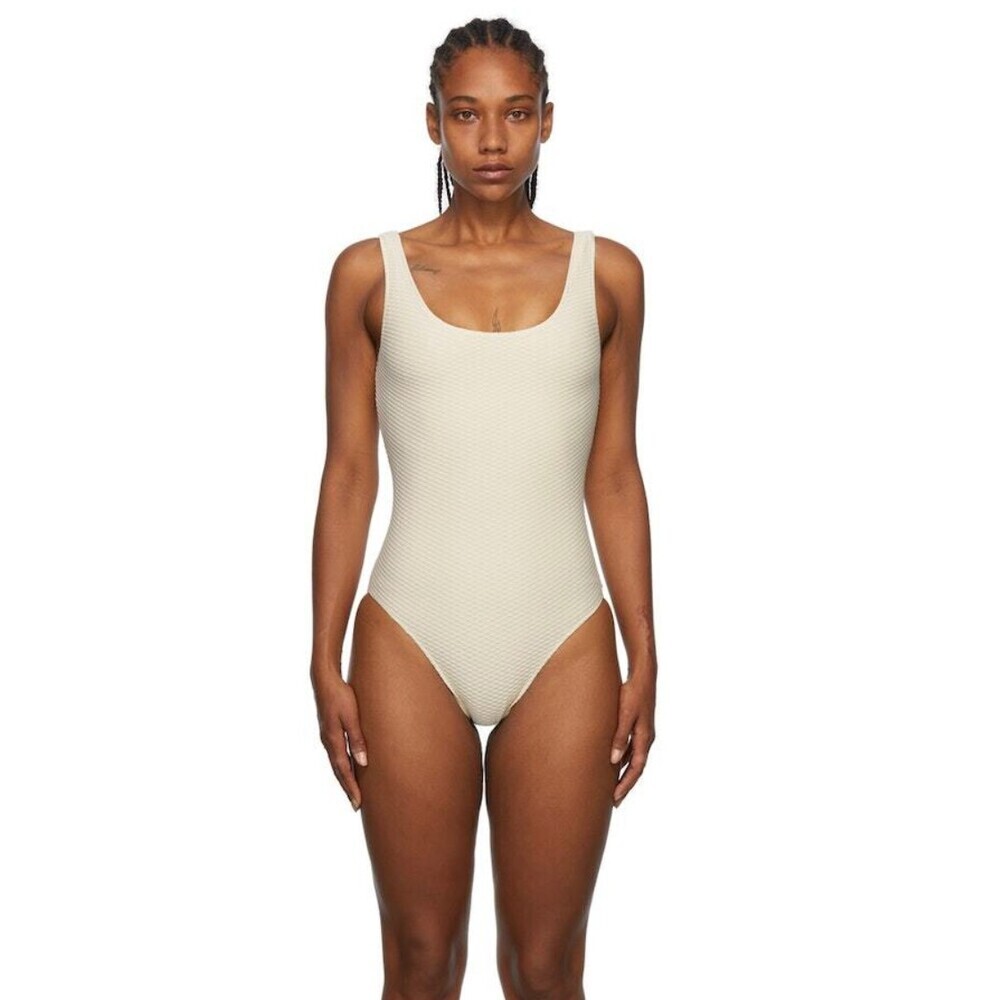 Anine Bing Off White Jace Textured One Piece Swimsuit Size Large
